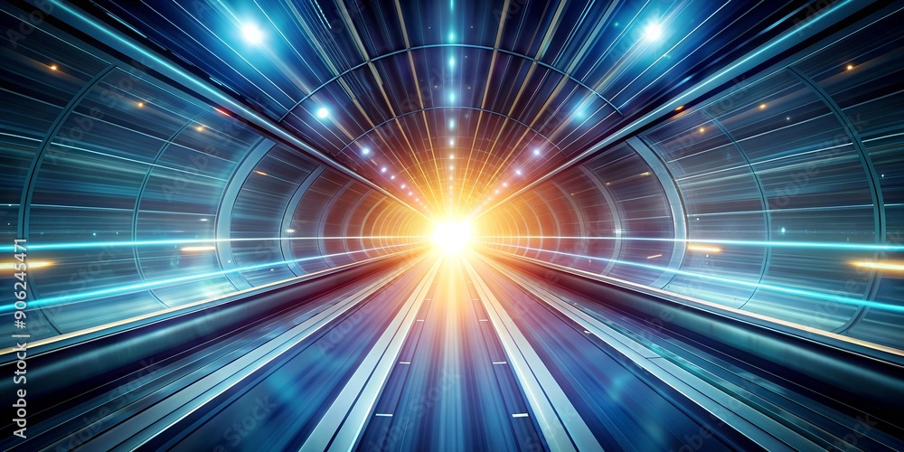 Poster hyperjump in space gren rays high speed tunnel background generative ai
