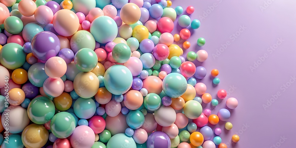 Poster abstract pastel background with colorful balls generative by ai