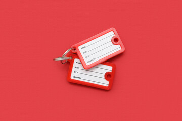Key tags on red background