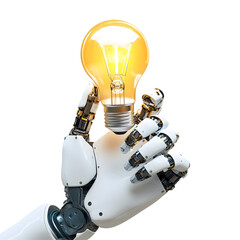 Holding Ligth Bulb In Its Hand In Ai Robot, New technology