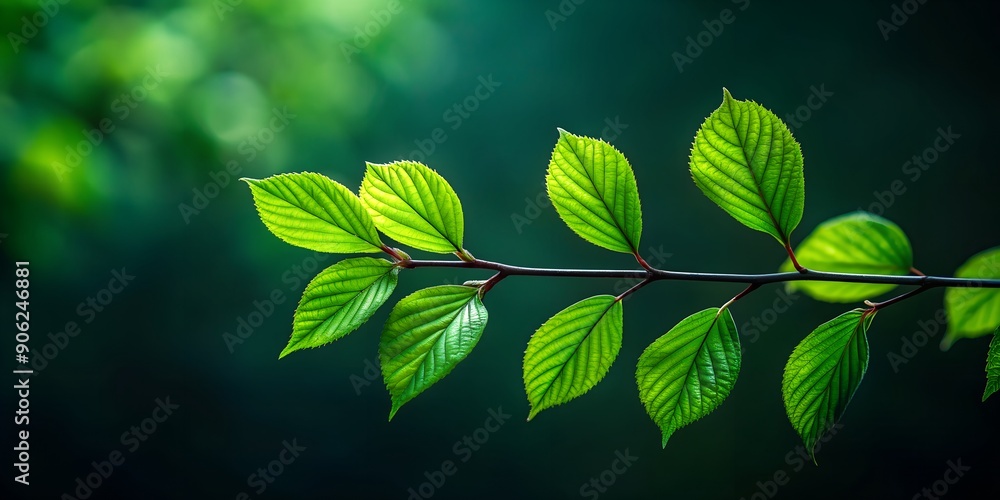 Aufkleber a single branch of green leaves with a dark background the leaves have a smooth glossy texture ai ge