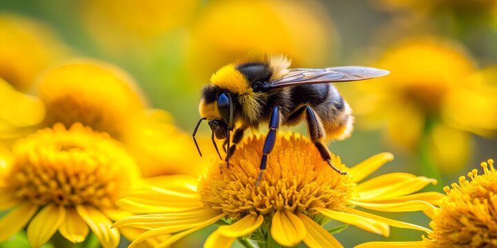 Bumblebee bee insect nature animal background yellow flower bombus macro wildlife bumble honey summer Generative By AI
