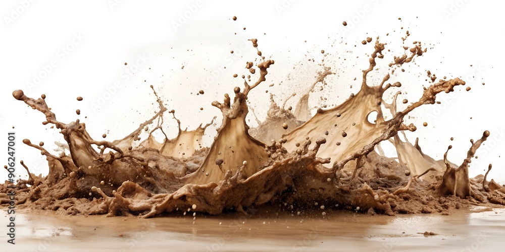 Poster splashing mud on white background generative ai
