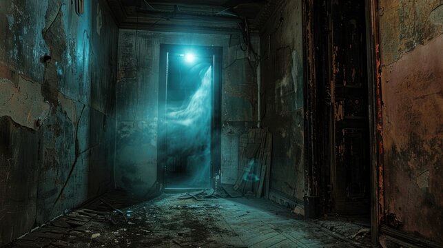 Horror and scary room house old interior halloween theme background wallpaper AI generated image