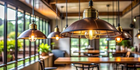 Vintage hanging ceiling lamp in a coffee shop Minimalist Thailand Generative AI