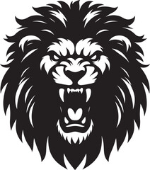 Lion head mascot Silhouette isolated on white background Minimalist lion vector shape icon