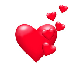 Red hearts, 3d heart, heart shape, sticker of heart, heart illustration