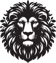 Lion head mascot Silhouette isolated on white background Minimalist lion vector shape icon