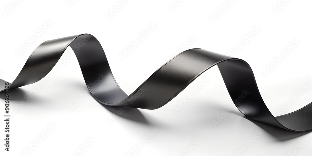 Poster abstract shape black ribbon isolated on white background generative ai