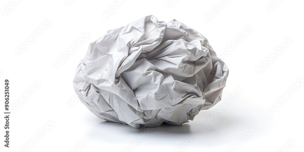 Poster crumpled paper ball isolated on white background crumpled paper texture white crumpled paper texture