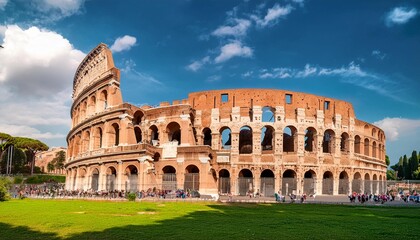 Fototapeta premium summer day sunny sky most famous rome colosseum panorama 4k time lapse italy