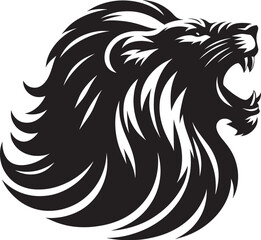 Lion head mascot Silhouette isolated on white background Minimalist lion vector shape icon