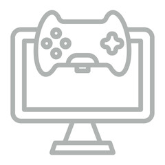 Online Gaming Vector Line Grey Icon Design