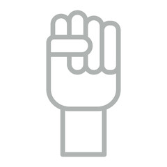 Fist Vector Line Grey Icon Design