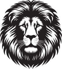 Lion head mascot Silhouette isolated on white background Minimalist lion vector shape icon