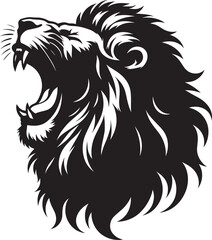Lion head mascot Silhouette isolated on white background Minimalist lion vector shape icon