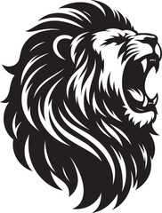 Lion head mascot Silhouette isolated on white background Minimalist lion vector shape icon