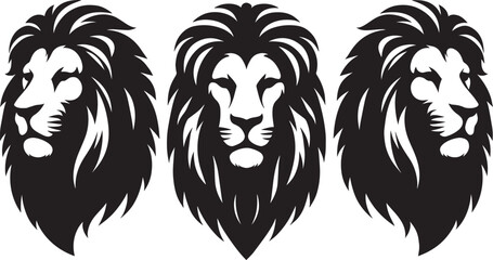 Lion head mascot Silhouette isolated on white background Minimalist lion vector shape icon