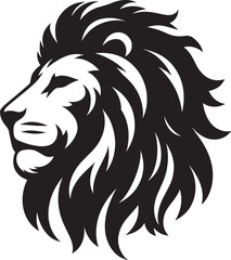 Lion head mascot Silhouette isolated on white background Minimalist lion vector shape icon