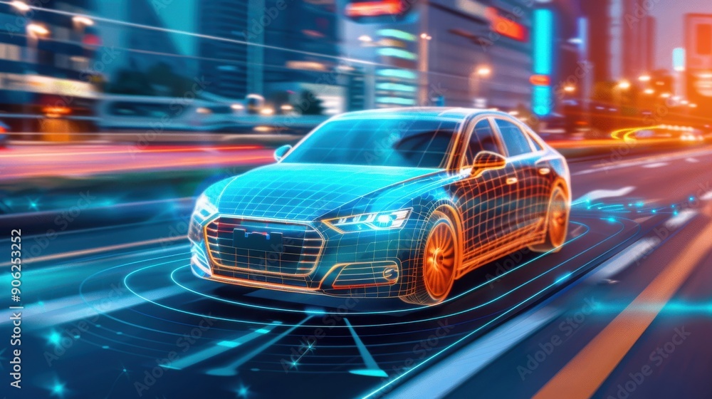 Poster autonomous vehicle using 5g for real-time navigation, advanced and reliable.
