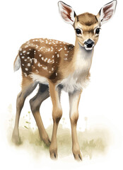 Cute Little Baby Deer Watercolor Vector Illustration.