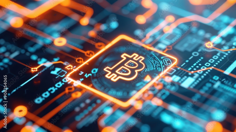 Poster cryptocurrency transactions displayed on a digital ledger, transparent and efficient.
