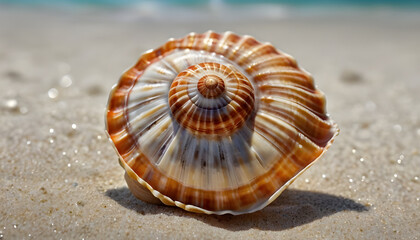 Summer time concept with sea shells Summer background.