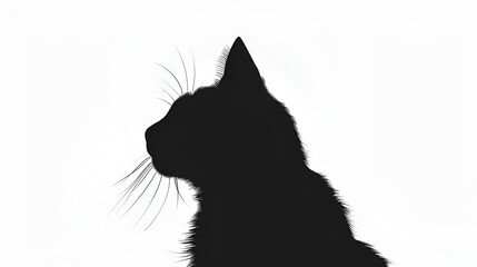 Black cat silhouette vector on a clean white background, modern minimalist designs and pet Copy Space, 