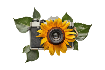 Sunflower and Vintage Camera