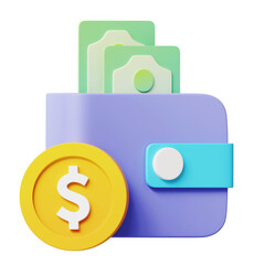 purple financial wallet 3d illustration