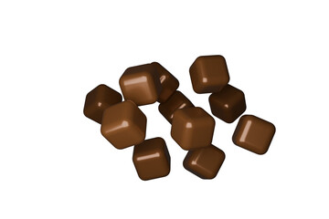 chocolate candies isolated on white background