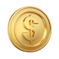 gold dollar coin isolated on white background , png format