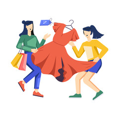 A flat style illustration of clothing sale 

