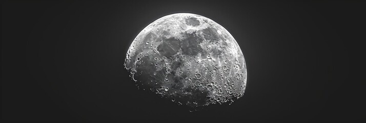 Obraz premium First quarter moon with visible craters on illuminated surface against dark night sky