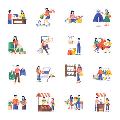 Basic RGBSet of Ecommerce Flat Illustrations 

