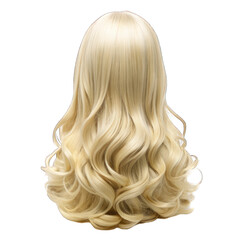 Fototapeta premium Blonde waves wig back view isolated on transparent background