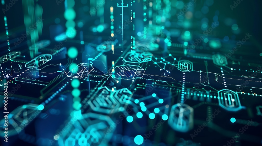 Poster minimalistic blockchain interface with interconnected nodes and smart contracts
