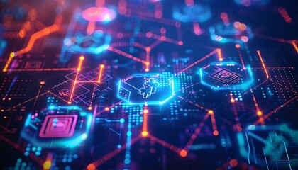 Obraz premium High-Tech Blockchain Interface with Decentralized Ledgers and Crypto Transactions