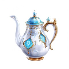 watercolor painting of a teapot, isolated on a white background.