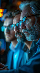 Obraz premium Three business professionals are engaged in discussions about digital transformation strategies for factory operations