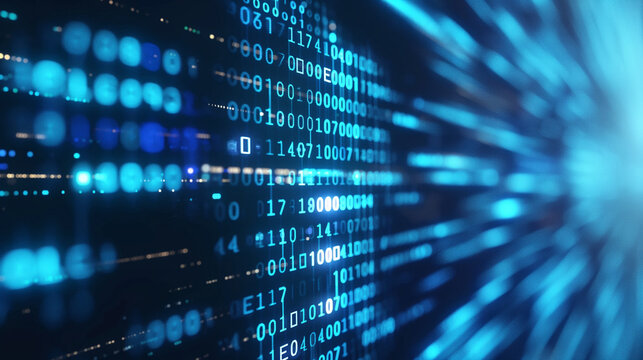 Abstract Digital Background with Binary Code and AI Algorithms, Technological Concept