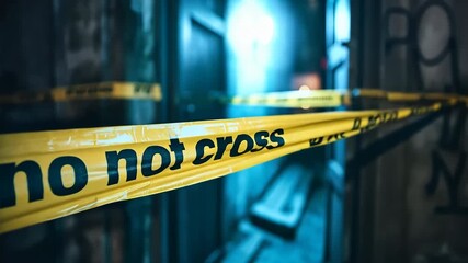 Crime scene with "Do Not Cross" police tape, forensic investigation concept