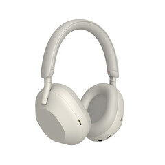 Transparent stylish modern headphone silver side view