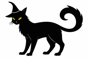 Halloween cat vector illustration, Halloween silhouette vector	