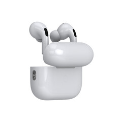 White earbuds in transparent background mockup