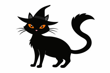 Halloween cat vector illustration, Halloween silhouette vector	