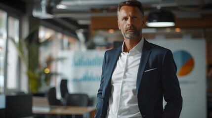 Confident Business Executive Leads Impactful Presentation in Sleek Office Setting