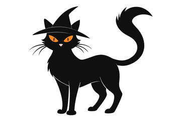 Halloween cat vector illustration, Halloween silhouette vector	