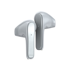 White stylish earbuds mockup in transparent background back view