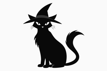 Halloween cat vector illustration, Halloween silhouette vector	